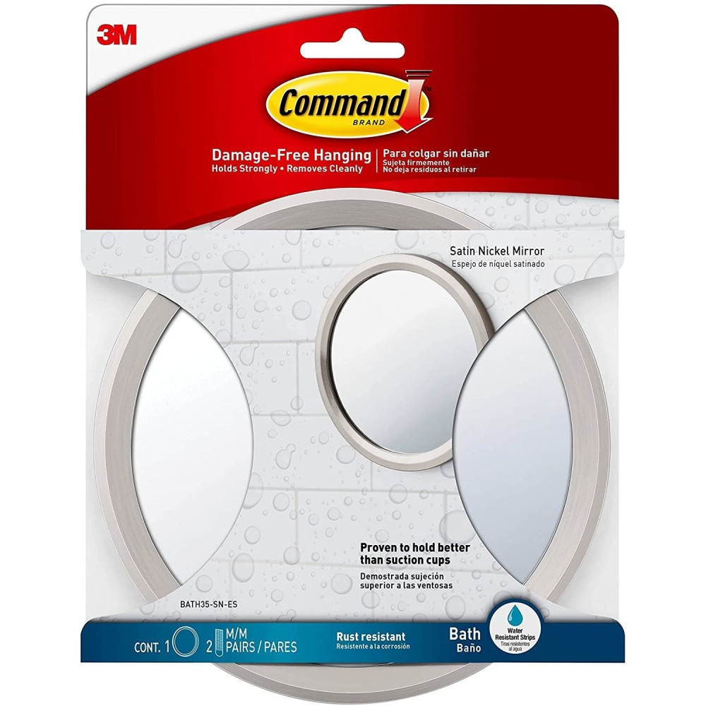 3M Command Bath Satin Nickel Metal Mirror ;