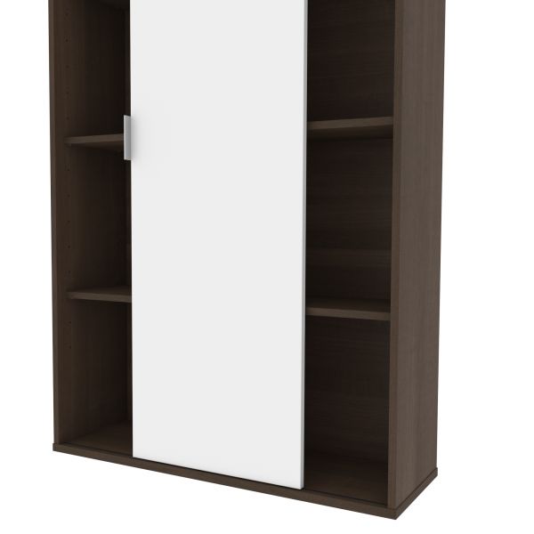 Bestar Aquarius Bookcase with Sliding Door - Antigua and White