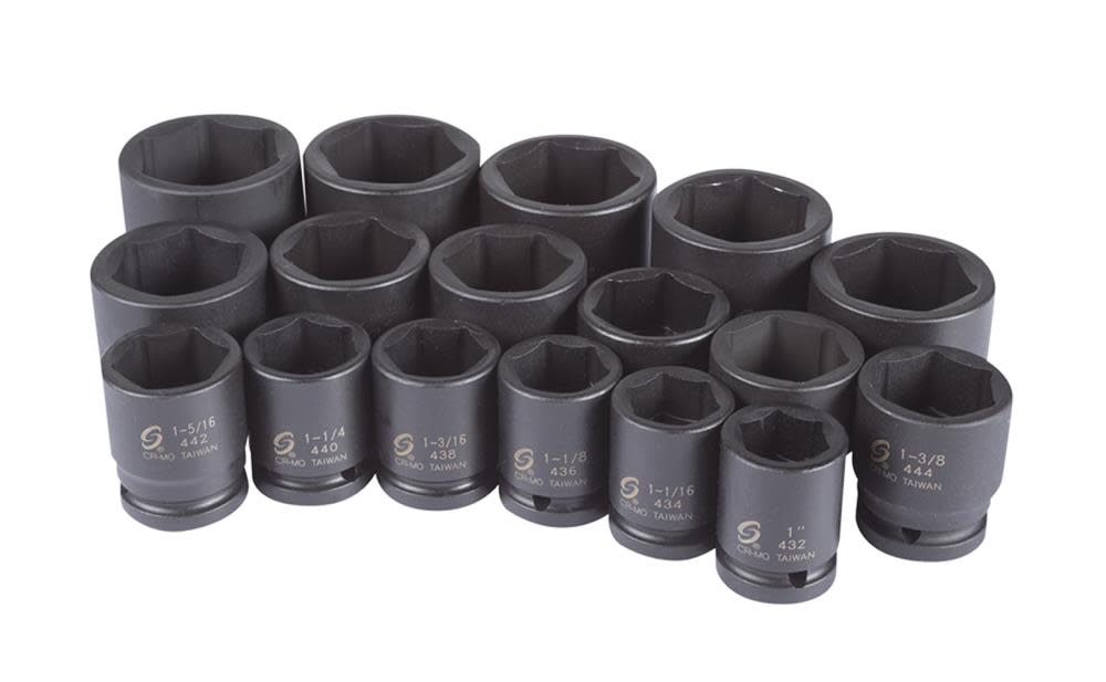 17 pc. 3/4 In. Dr. Heavy Duty SAE Impact Socket Set ;