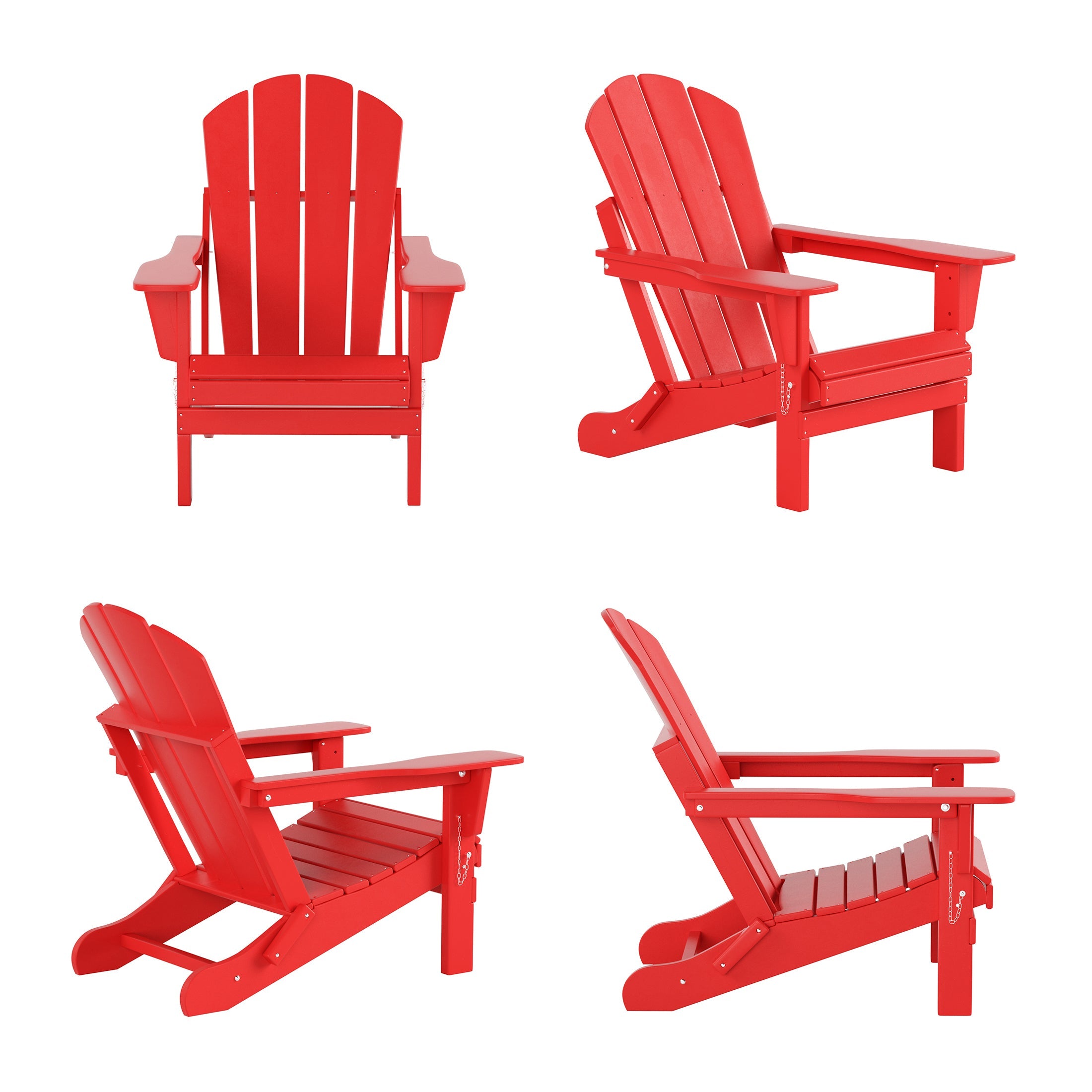 WestinTrends Outdoor Adirondack Chair, Plastic Fire Pit Chair, Weather Resistant Folding Patio Lawn Chair for Outside Deck Garden Backyard Balcony, Red