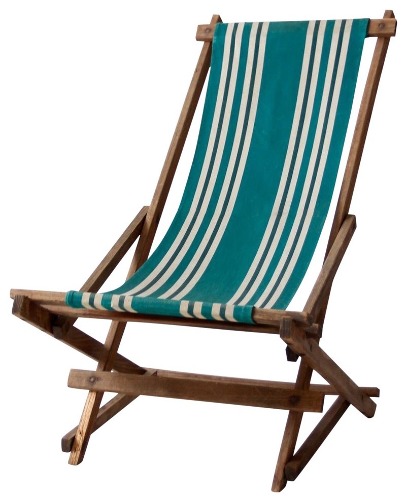 Consigned  Vintage Deck Chair   Beach Style   Outdoor Folding Chairs   by 86 Vintage  Houzz