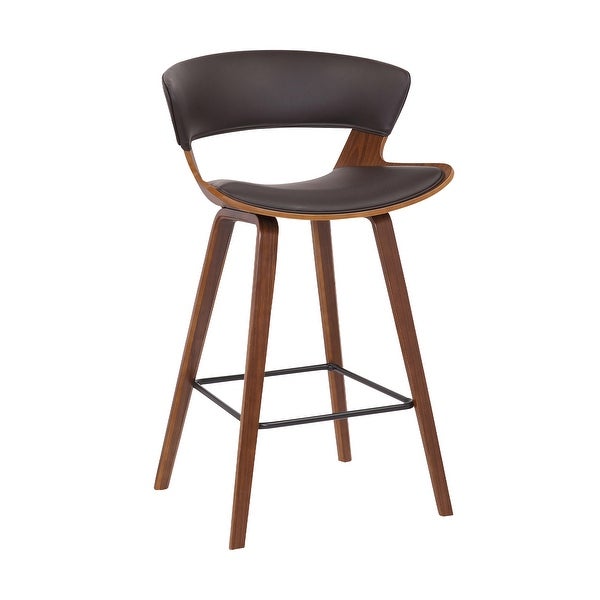 27 Inches Saddle Seat Leatherette Counter Stool， Brown