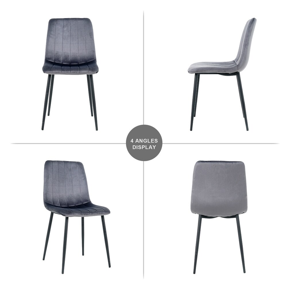 Set of 4 Upholstered Velvet Modern Dining Chair with Metal Legs