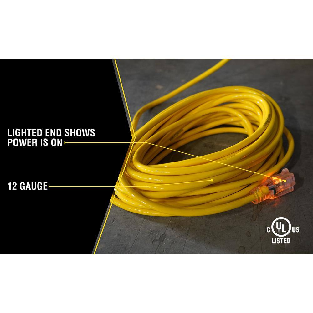 Yellow Jacket 25 ft. 123 SJTW Outdoor Heavy-Duty Extension Cord with Power Light Plug 2883