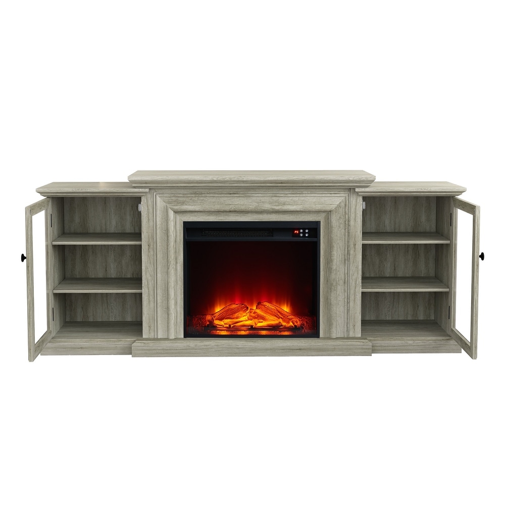 Farmhouse TV Stand with Fireplace   70\