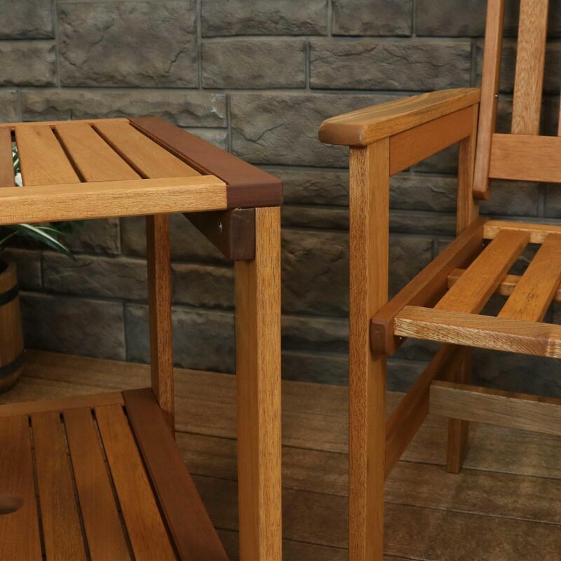 Ultimate Patio Meranti Wood 3-Piece Outdoor Patio Conversation Set