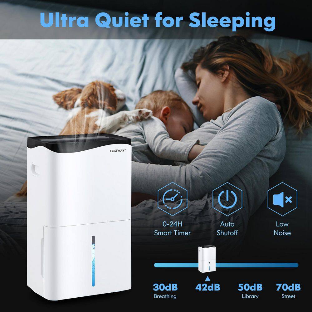 Costway 100-Pint Dehumidifier for Home  Basements wSmart App Alexa Control ES10106US-WH