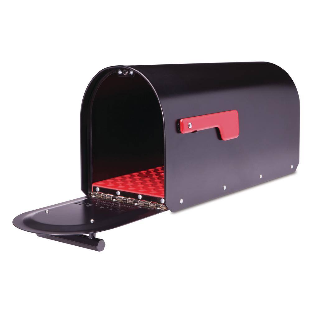 Architectural Mailboxes Sequoia Black Large Steel Heavy Duty Post Mount Mailbox 5560B-R-10