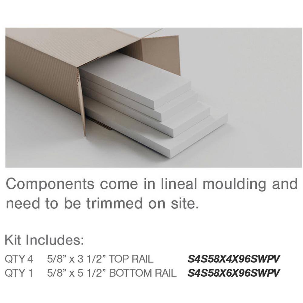 Ekena Millwork 56 in. X 58 in. X 96 in. Expanded Cellular PVC Deluxe Shaker Wainscoting Moulding Kit (for heights up to 56H) WPKP56X04DS