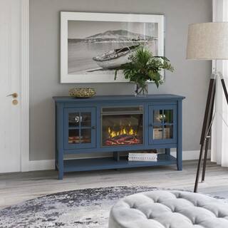 Twin Star Home 54 in. Freestanding Electric Fireplace TV Stand in Fontana Blue 18MM6762-TPP02S