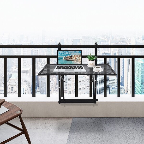 Costway Folding Hanging Table Adjustable Balcony Railing Table Patio