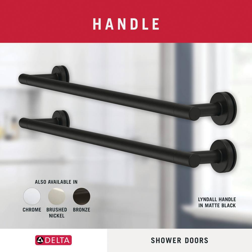 Delta Lyndall 48W x 71.5H Mod Soft-Close Frameless Sliding Shower Door in Matte Black with 38