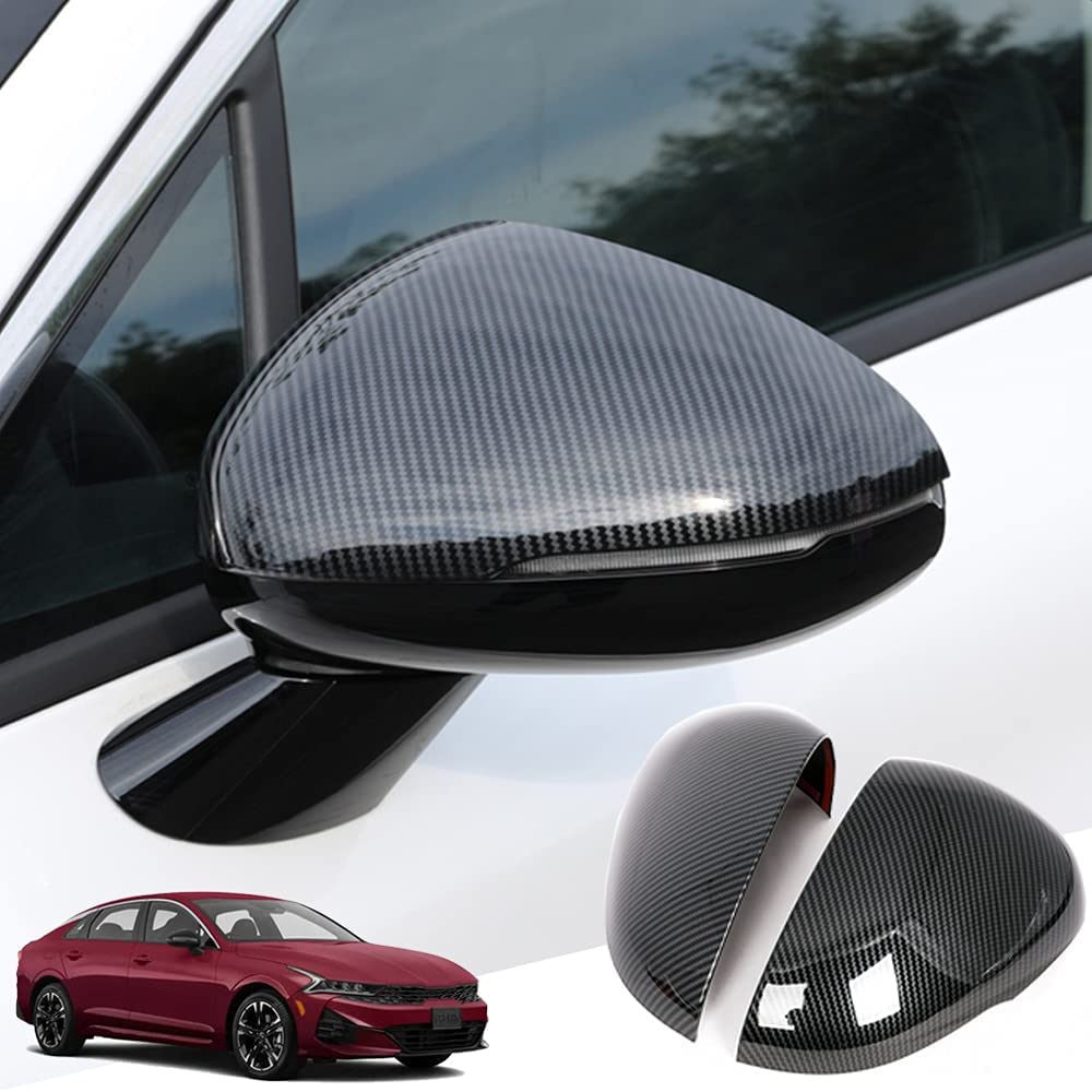 Xinrsheag ABS Material Car Side Mirror Caps custom Exterior Accessories Horn style Rearview Mirror Cover(Mirror Black) 2Pcs/Set for Kia New K5(2021 2022)