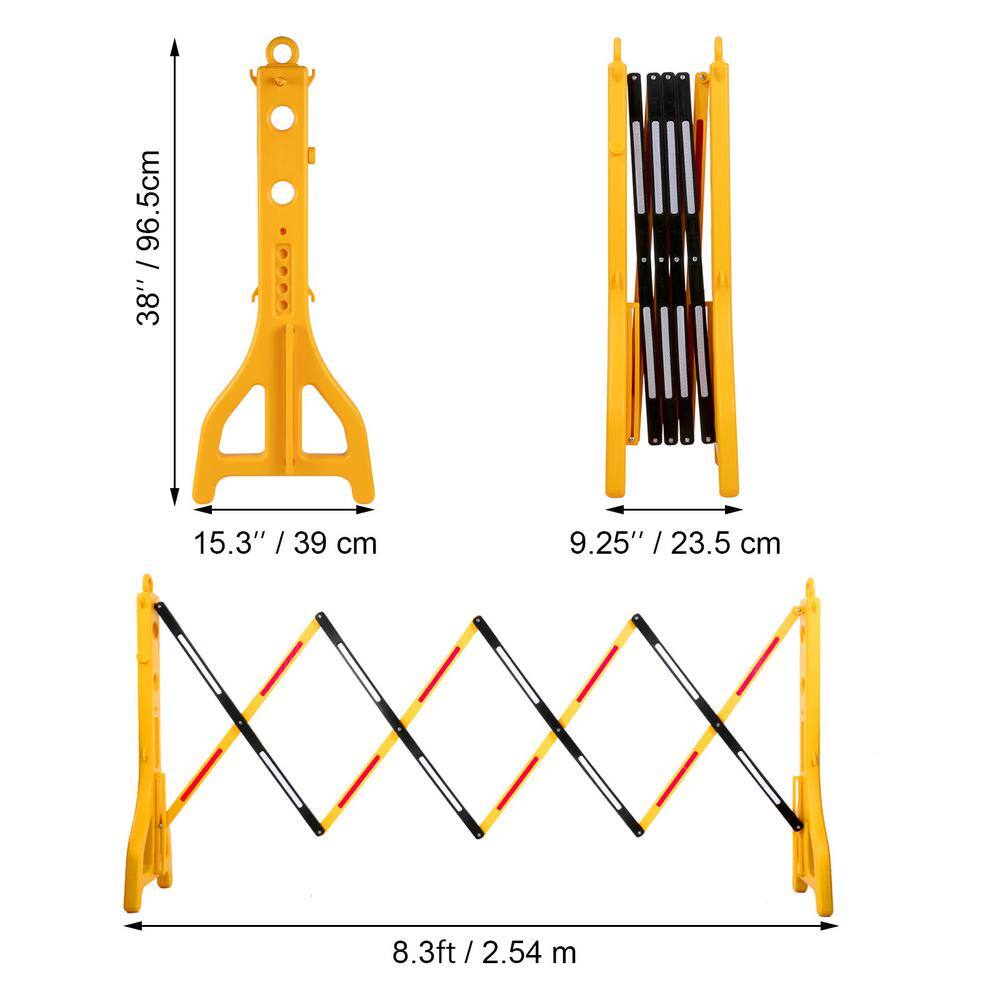 VEVOR Expandable Mobile Barricade 8.3 ft. Width Plastic Barricade Water Filled Yellow 1pcs Traffic Barricade with 2 Chains SSWL8YCHS1P2BLT01V0