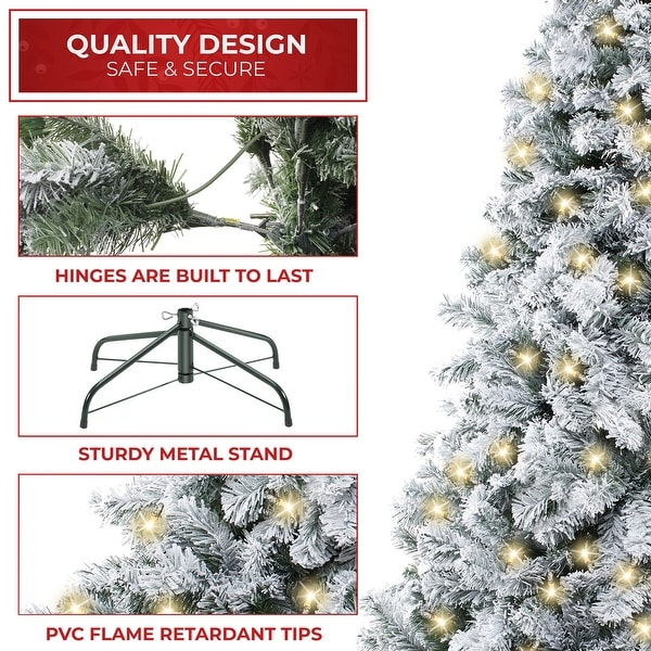 4.5FT PreLit SnowFlocked Pine Artificial Holiday Christmas Tree