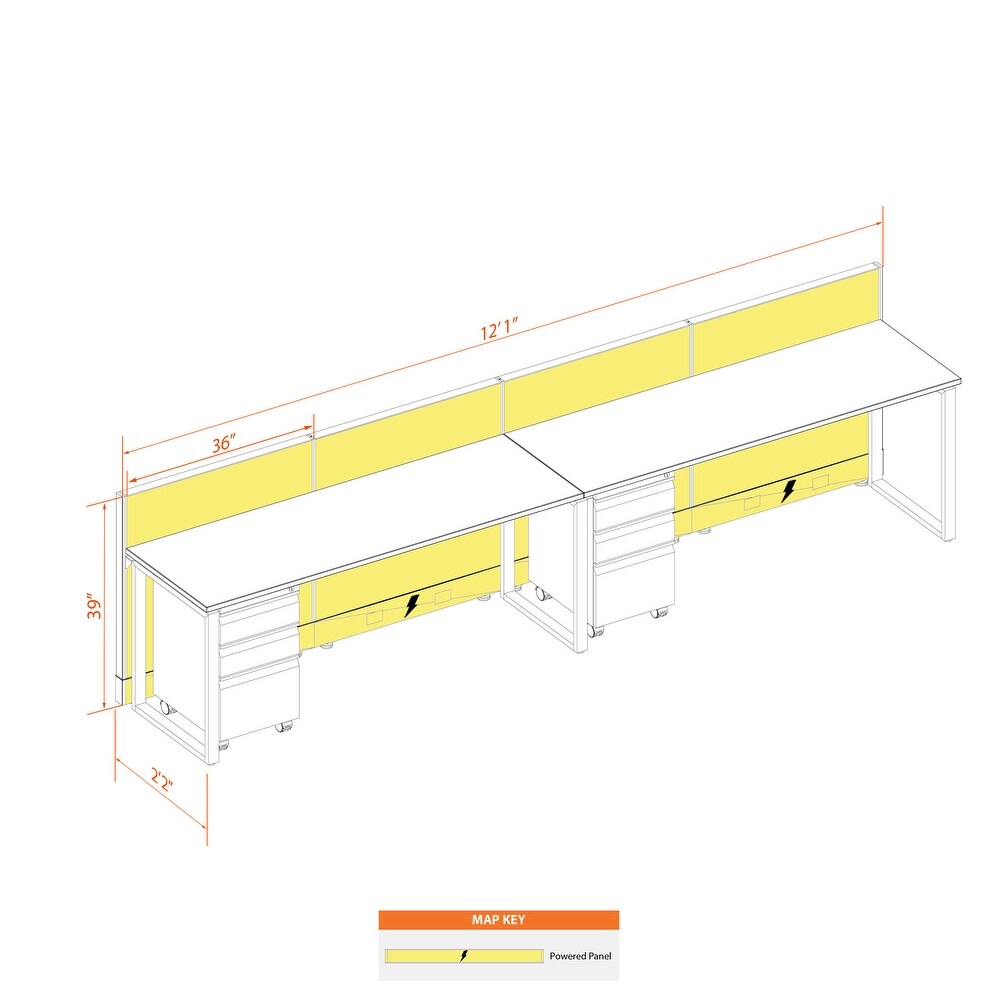 Open Office Workstations 39H 2pack Inline Powered