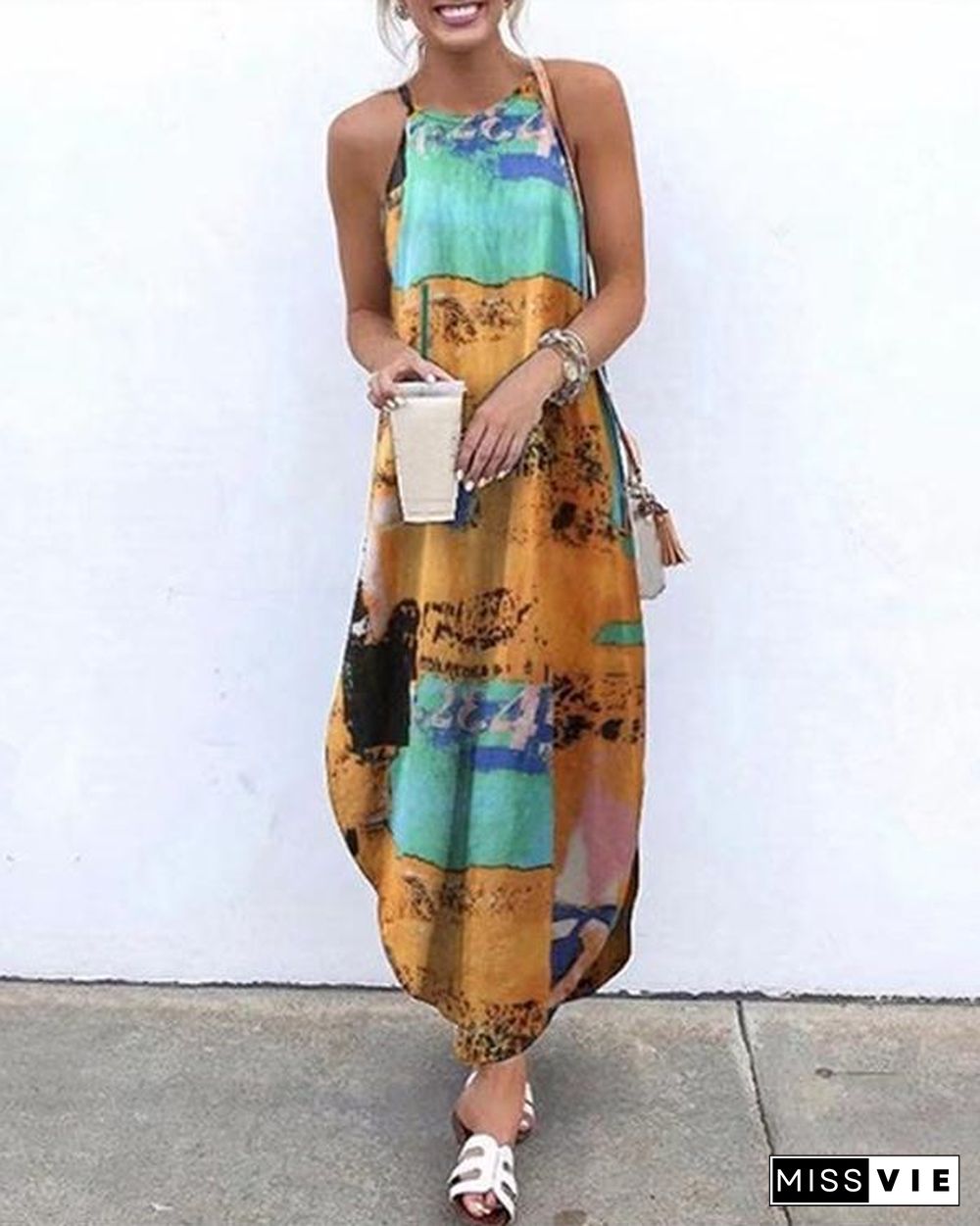 Sleeveless Printed Maxi Dress