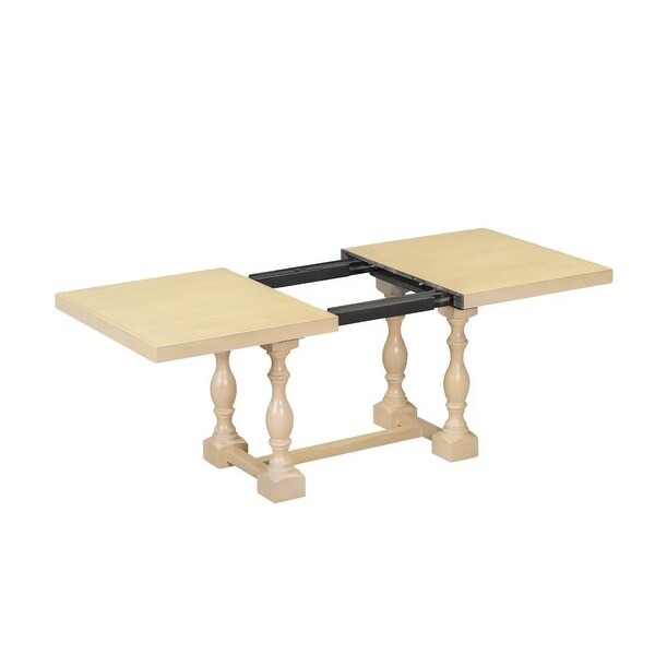 Extendable Dining Table Set with Removable Leaf，Padded Chairs and Bench