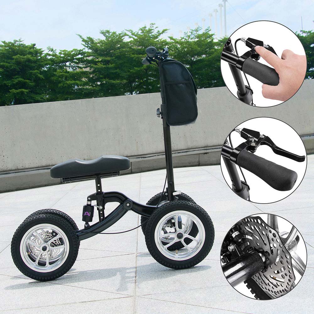 Yescom Folding All-Terrain Knee Walker Scooter Steerable Brake Basket Pump