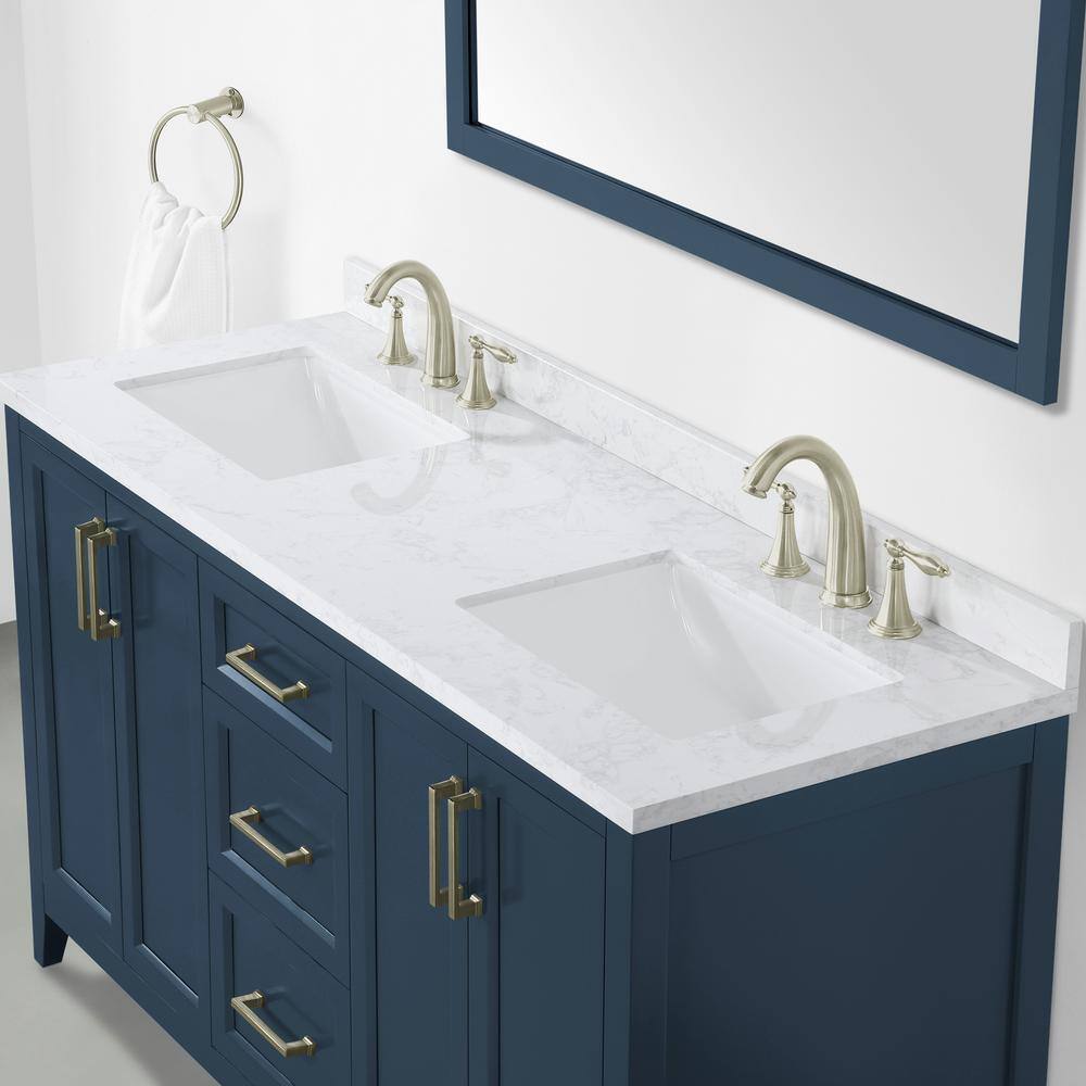 Home Decorators Collection Madsen 60 in. W x 22. D x 34.5 in. H Bath Vanity in Grayish Blue with White Cultured Marble Top Madsen 60GB