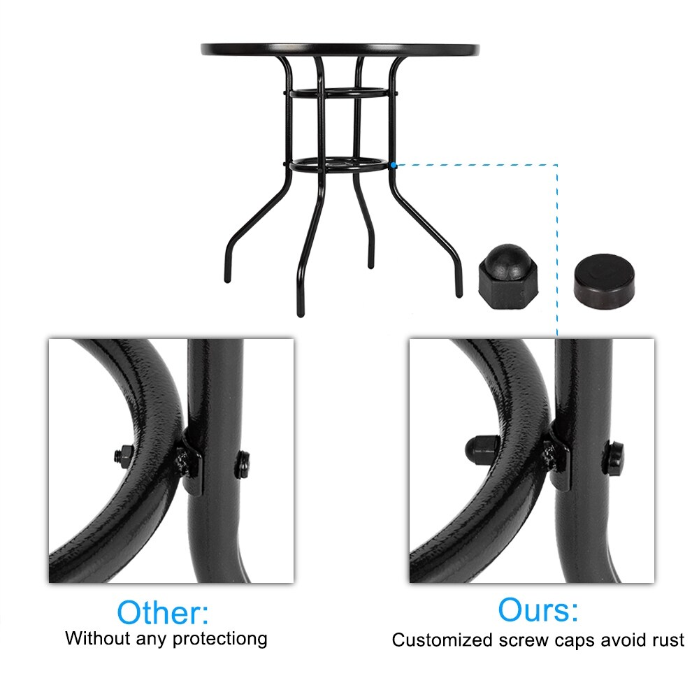 Outdoor Dining Table Round Toughened Glass Table