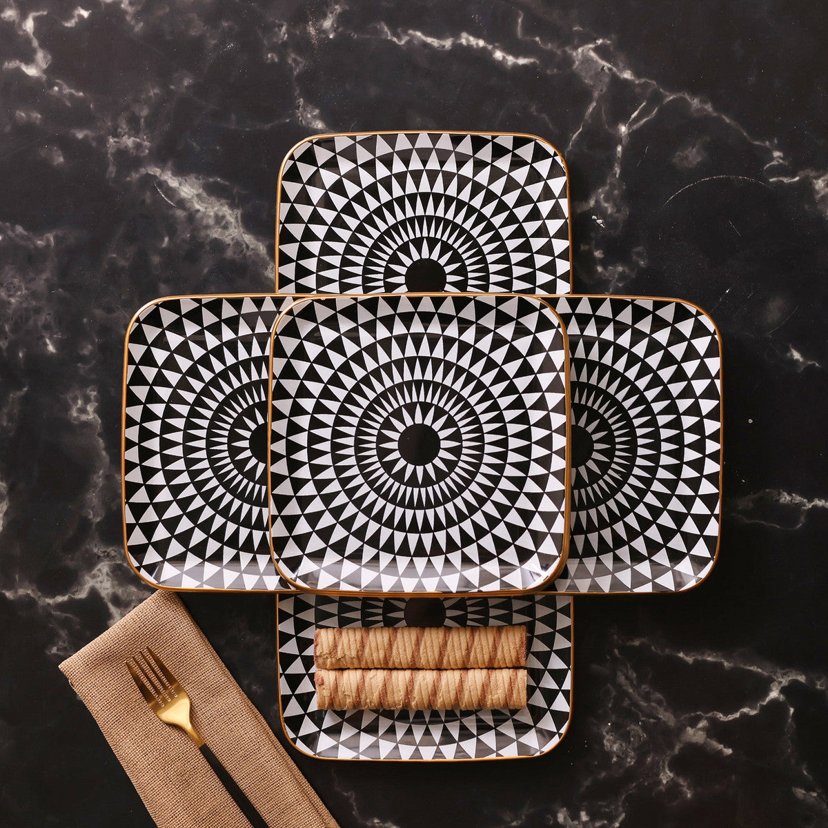 Karaca Black Gold 6 Square Cake Set 153.03.06.5135