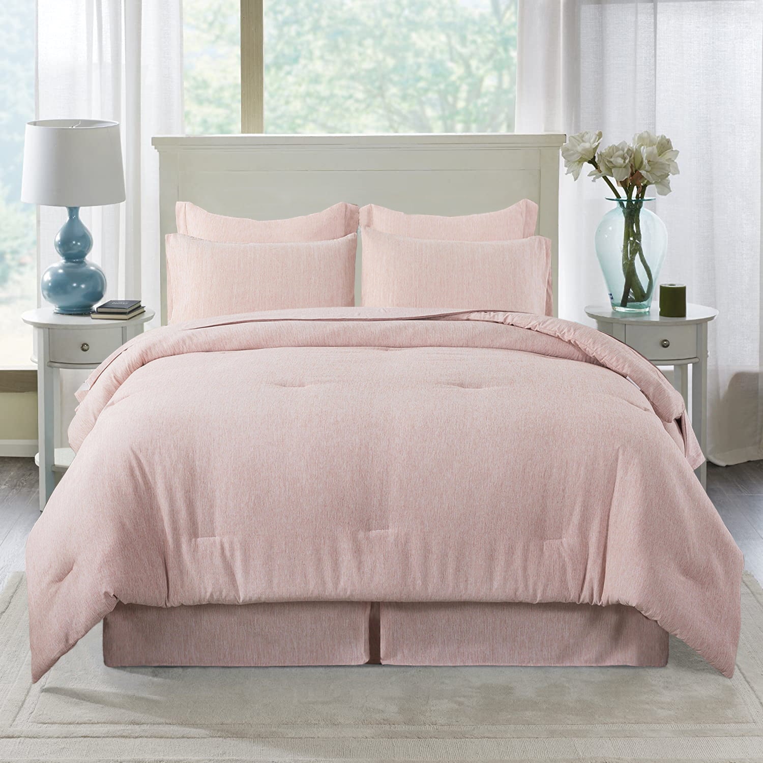 JML 8 Piece Comforter Set - Soft Microfiber Cationic Dyeing Bed in a Bag， Queen， Pink