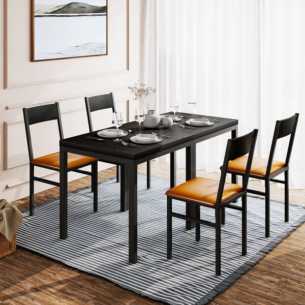 3-Piece Dining Table Set with 2 Cushioned Chairs for Kitchen Apartment