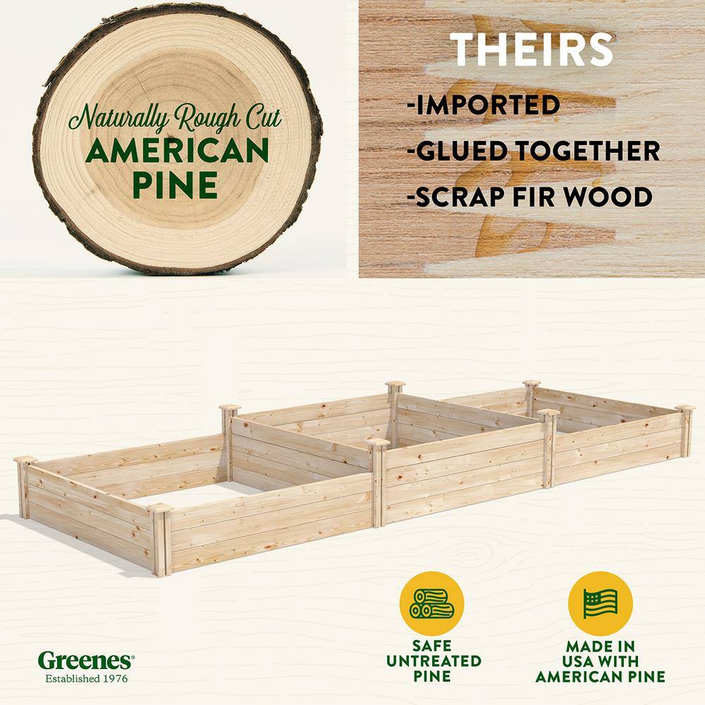 Greenes Fence 4 ft. x 12 ft. Tall Tiers Original Pine Raised Garden Bed RCP4T8S34B