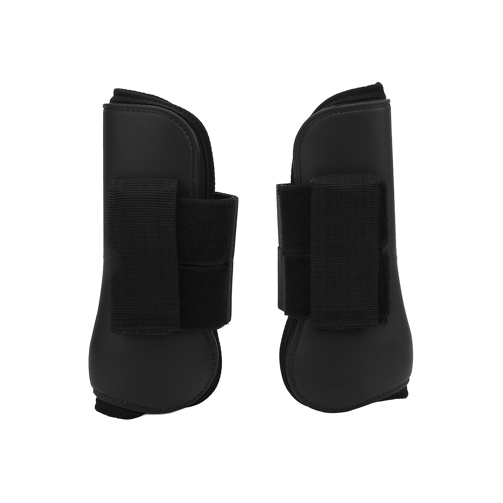 2 Pcs Horse Tendon Boots Set Soft Prevent Slip Cushioning Pu Shell Tendon Guard Boots For Horsesblack Front Legs L