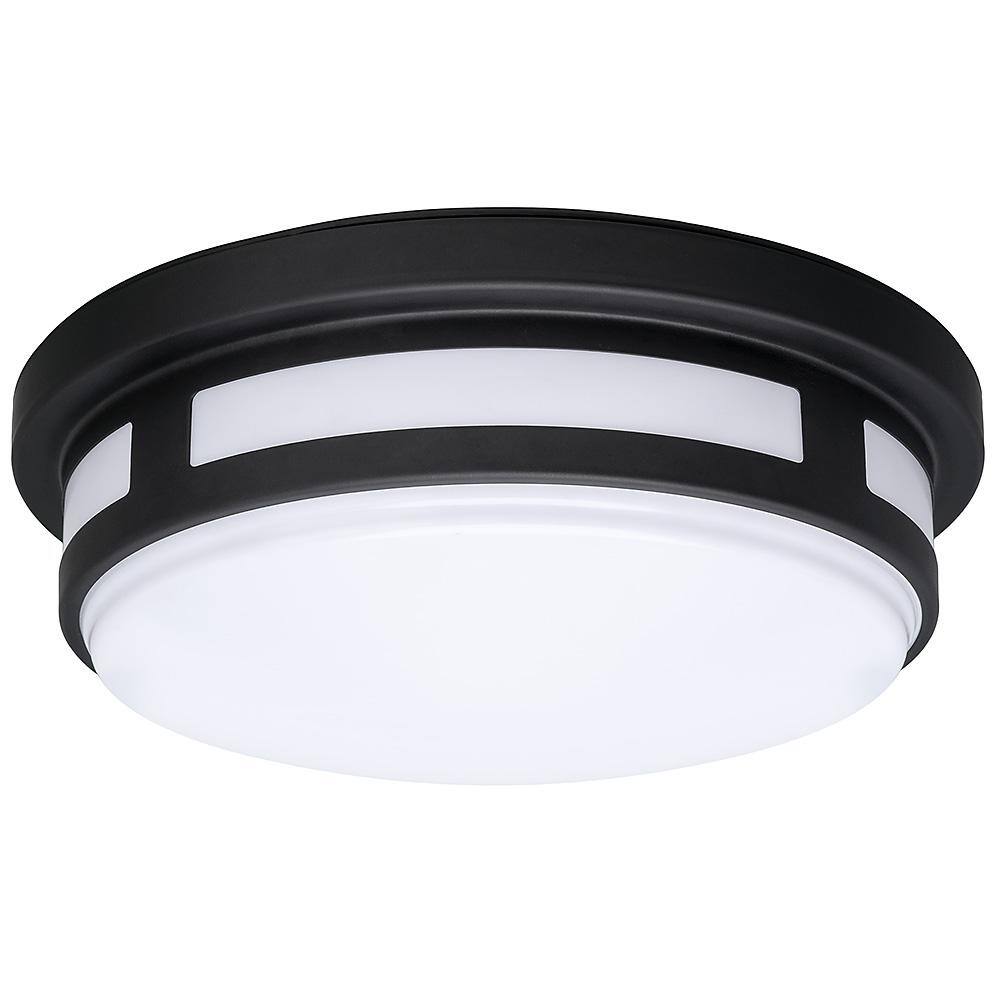 Hampton Bay 11 in. Round Black Indoor Outdoor Ceiling LED Light 3 Color Temperature Options Wet Rated 830 Lumens Front Side Porch 54471291