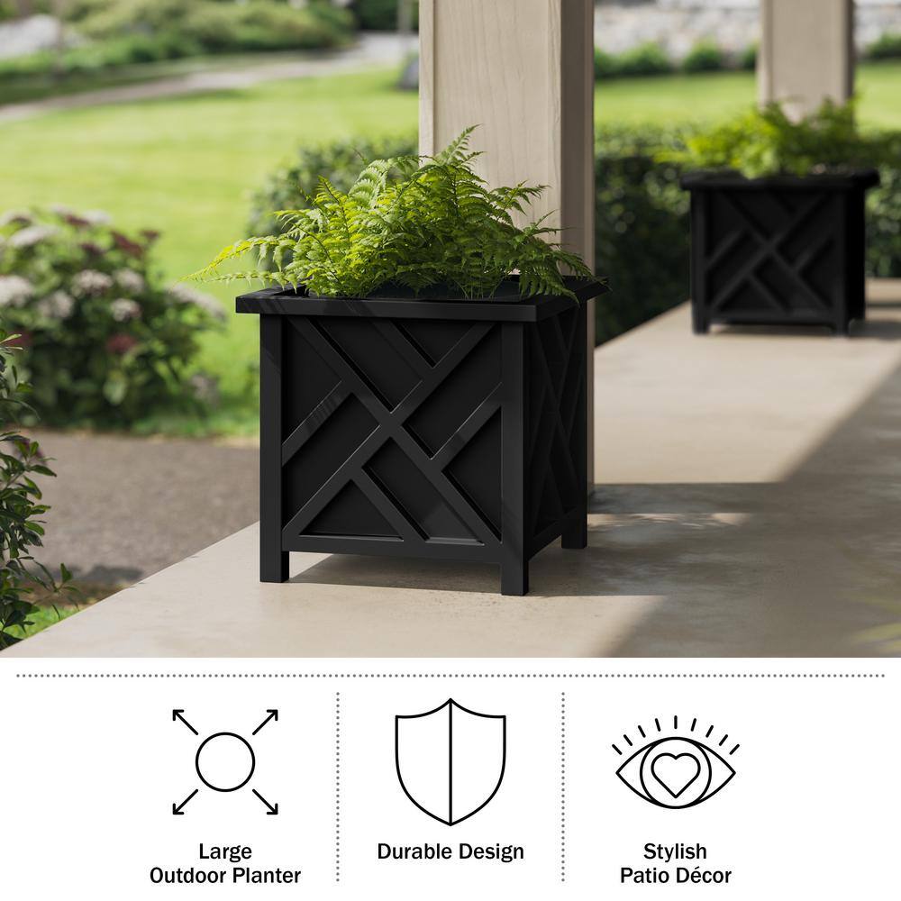 Pure Garden 15.5 in. L x 15.5 in. W x 16.5 in. H Polypropylene Garden Planter Box Black 50-LG1361