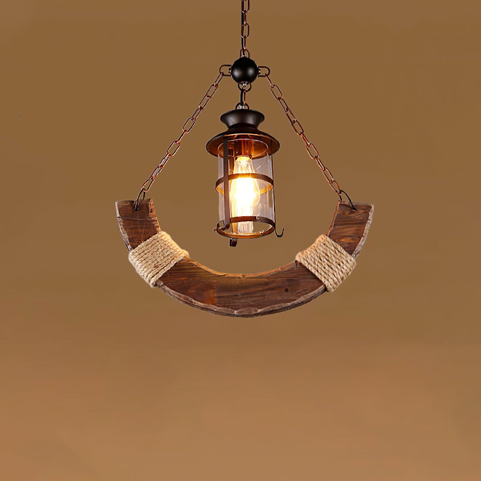 Nautical Industrial Style Wooden Chandelier