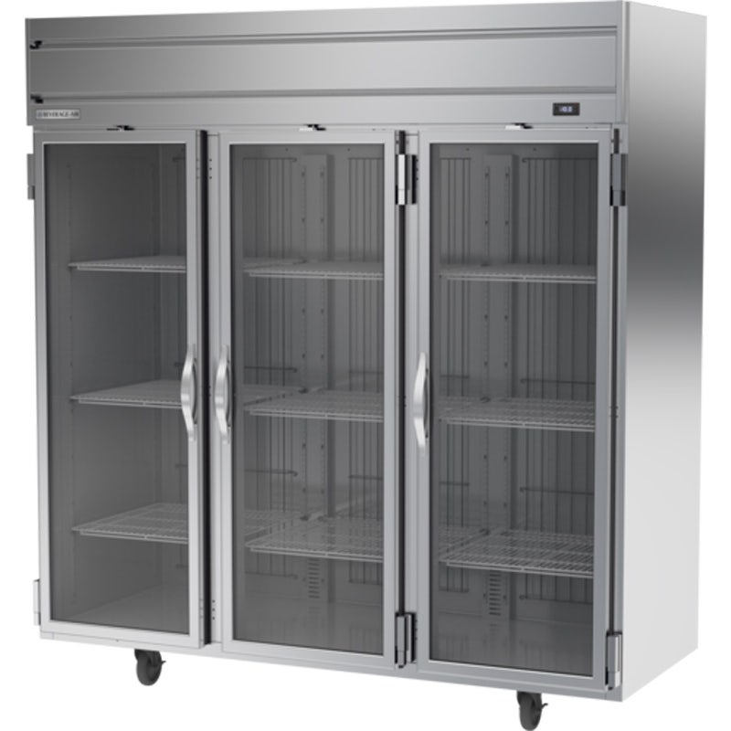 Beverage-Air HFP3HC-1G Reach-In Freezer， Horizon Series， Glass Doors， 3-Section， Aluminum Interior