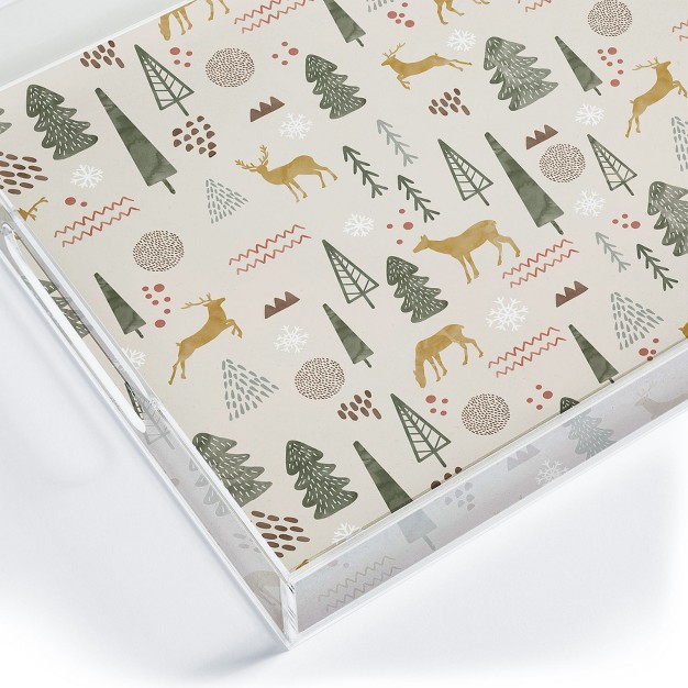 Marta Barragan Camarasa Deer Christmas Forest Acrylic Tray Deny Designs