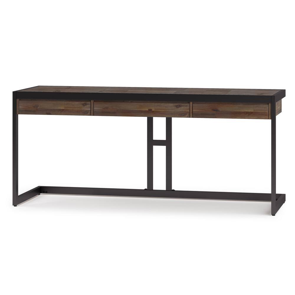 Simpli Home Erina Solid ACACIA Wood Industrial 72 in. Wide Large Desk in Rustic Natural Aged Brown AXCERN52-RNAB