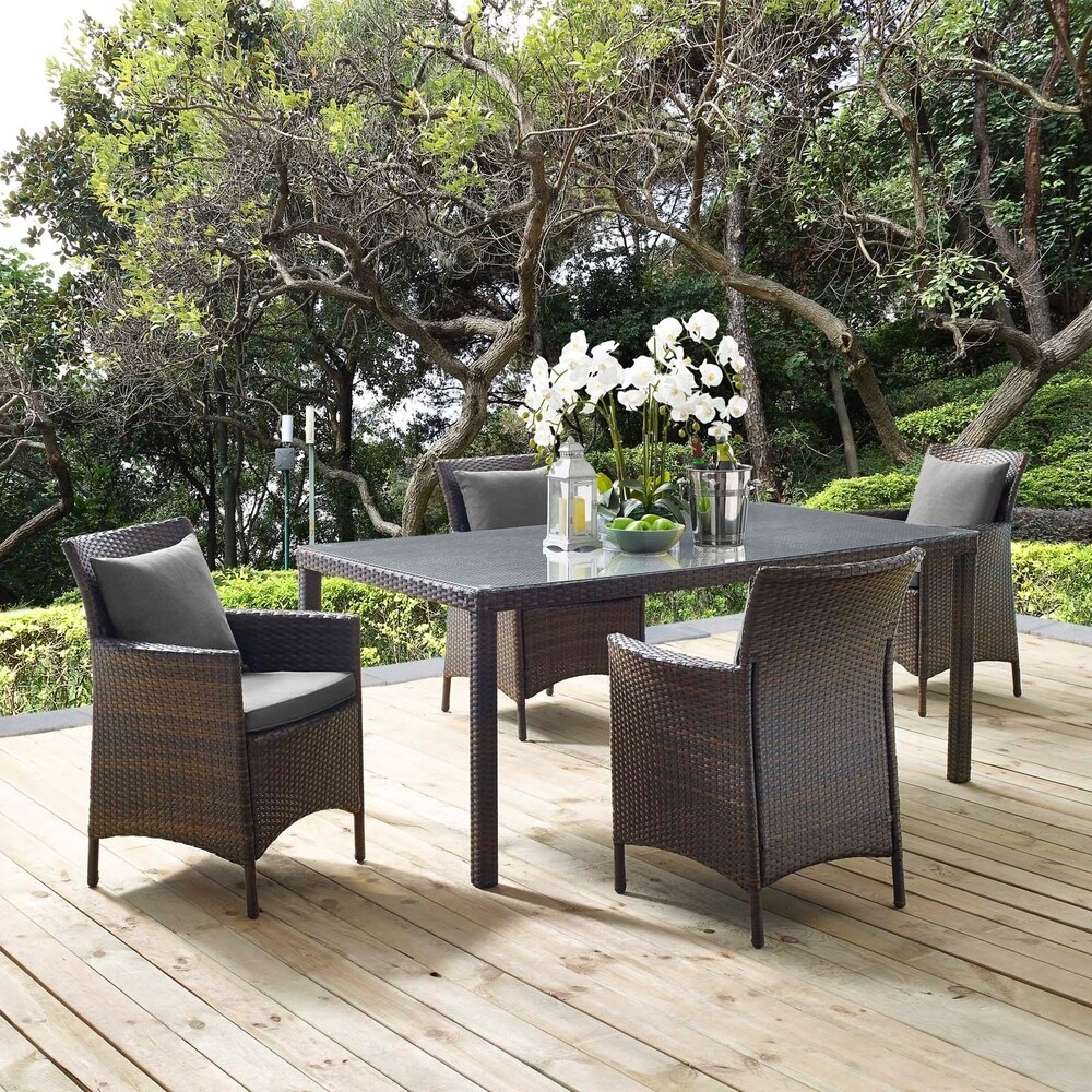 Conduit 5 Piece Outdoor Patio Wicker Rattan Set