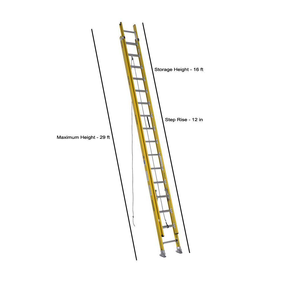 Werner 32 ft. Fiberglass Round Rung Extension Ladder with 375 lb. Load Capacity Type IAA Duty Rating 7132-2