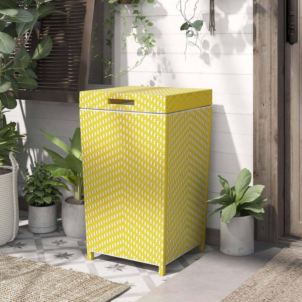 Furniture of America Limewood 120 Gal. Yellow and White Outdoor Trash Can (Set of 2) IDF-OA1863YW-2P