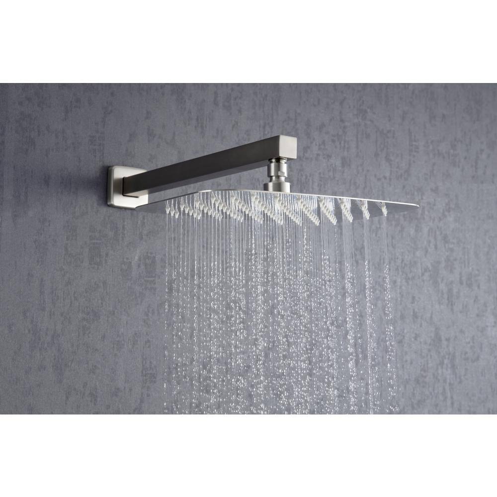 Mondawe Mondawell Single-Handle 3-Spray 12 in. x 8 in. Wall Mount Rain Dual Shower Heads Handheld Spout Valve in Nickel MA-D97203BN