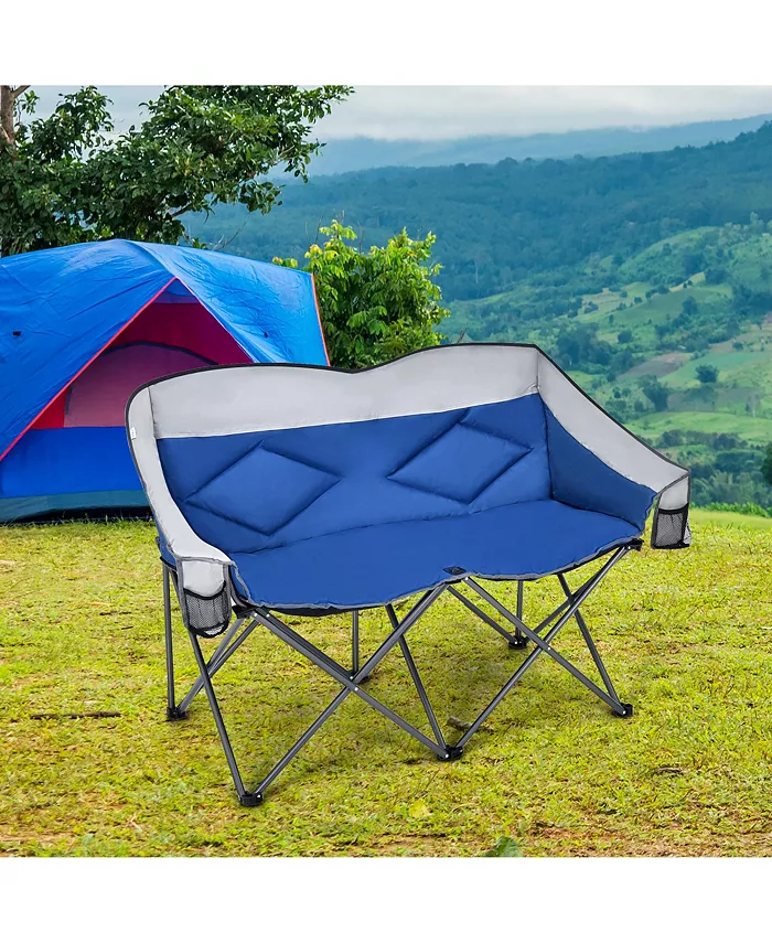 Costway Folding Camping Chair Loveseat Double Seat