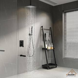 CASAINC 3-Function 10 in.Ceiling-Mounted Shower System with Waterfall Tub Filler in Matte Black CS3623-10MB