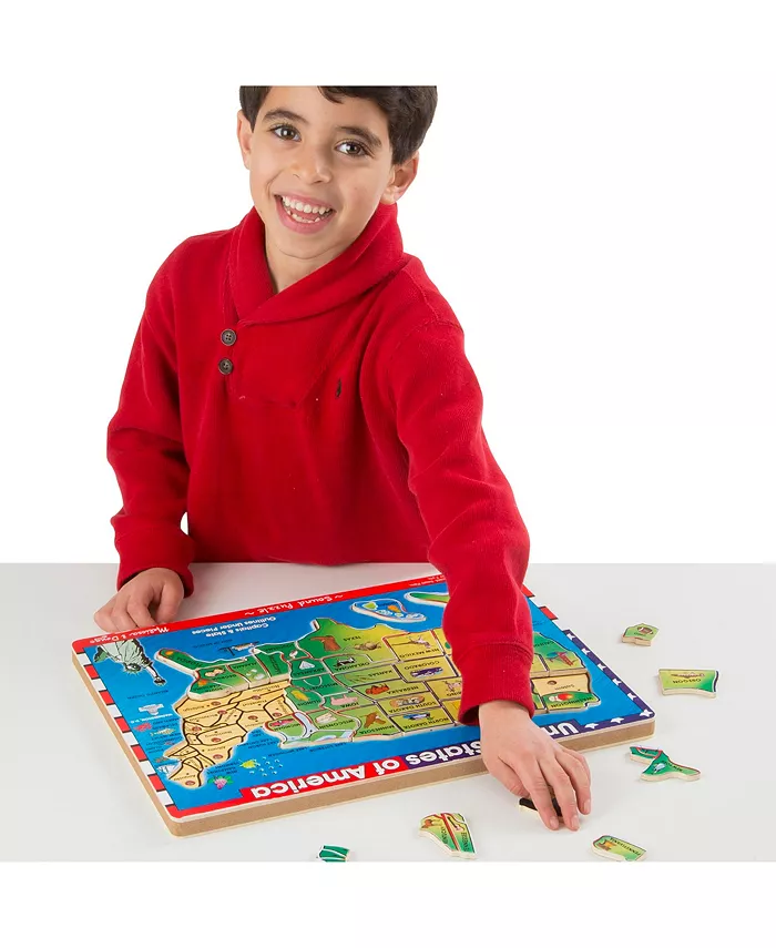 Melissa and Doug Melissa and Doug USA Map Sound Puzzle - Wooden Puzzle With Sound Effects (40 pcs)  Multicolor