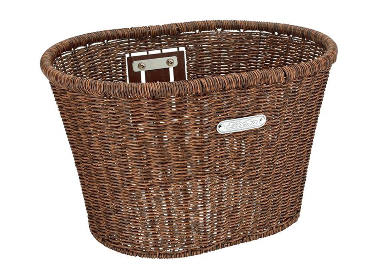 Electra Plastic Woven Basket - Dark Brown