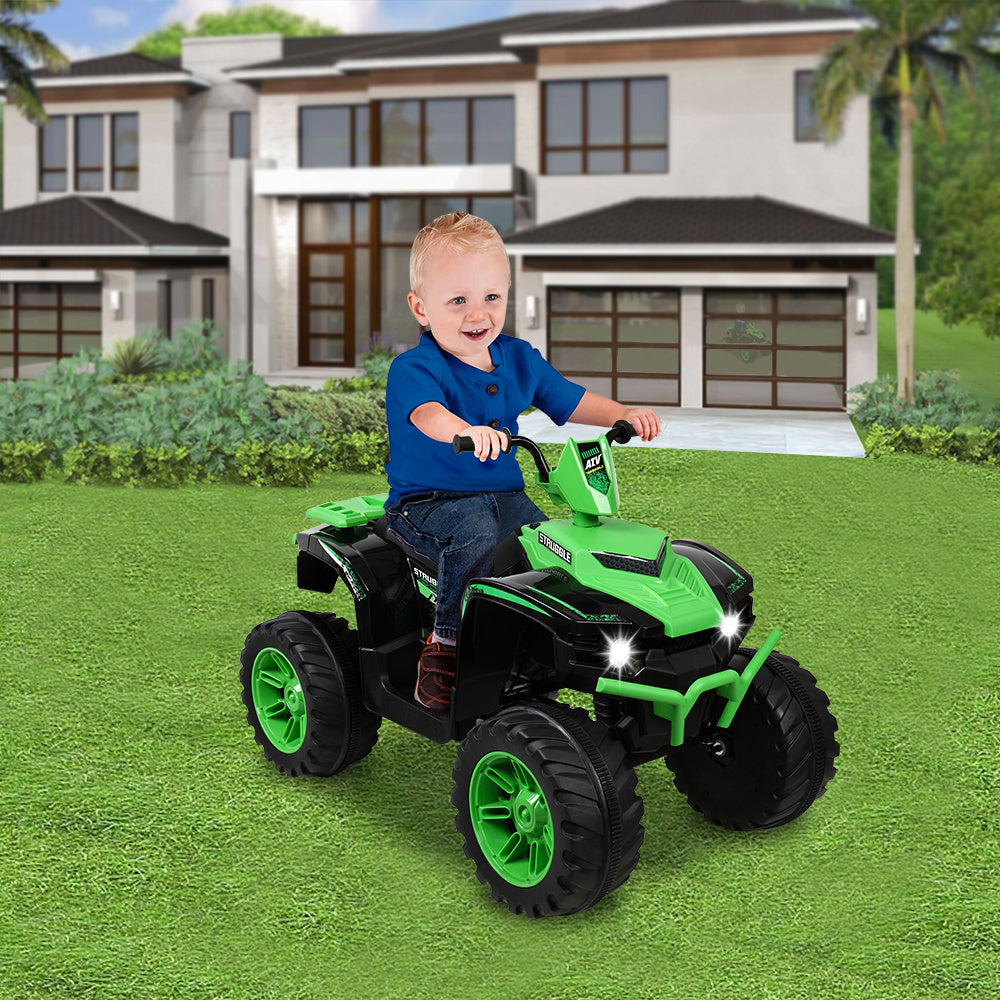 12V Battery-Powered Ride-On for Kids Electric 4-Wheeler Quad ATV Ride On Toy w/ Music Horn LED Lights 2 Speeds for Boys Girls Ages 3-7, Green