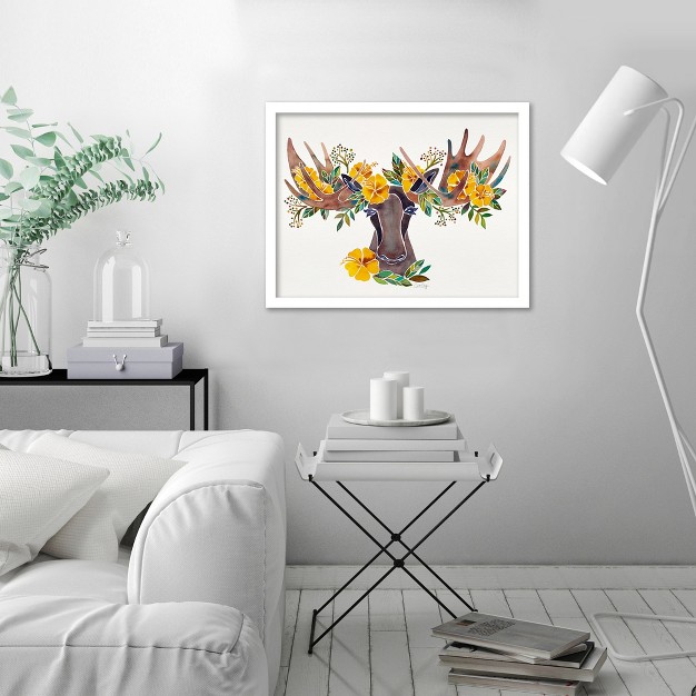 Americanflat Farmhouse Wall Art Room Decor Floral Moose By Cat Coquillette