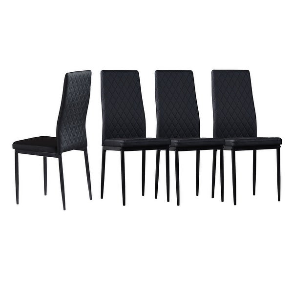 Dining Chair Leather Diamond Grid Pattern Home Conference Chair Set Of 4 - 20.47*15.75 *37.8INCH