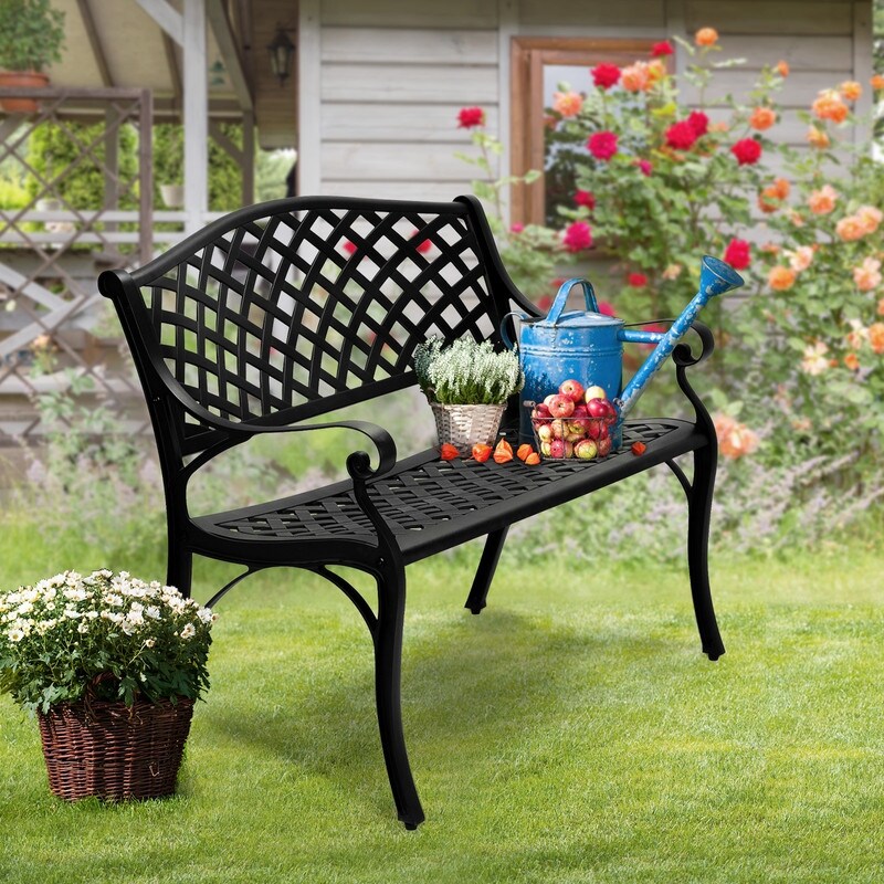 Outdoor 40.5 in. Cast Aluminum Park Decorative Bench