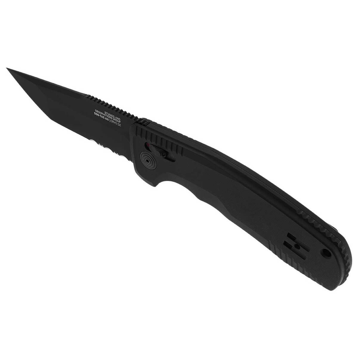 SOGTAC AU 3.43 inch Tanto Serrated Edge Automatic Knife  Black