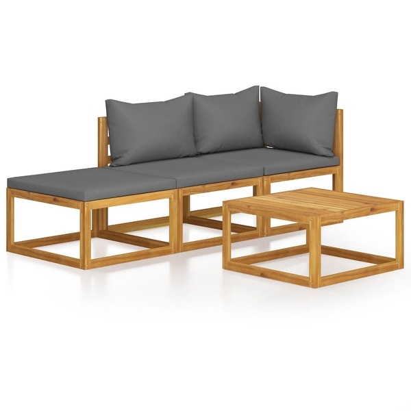 vidaXL 4 Piece Patio Lounge Set with Cushion Solid Acacia Wood